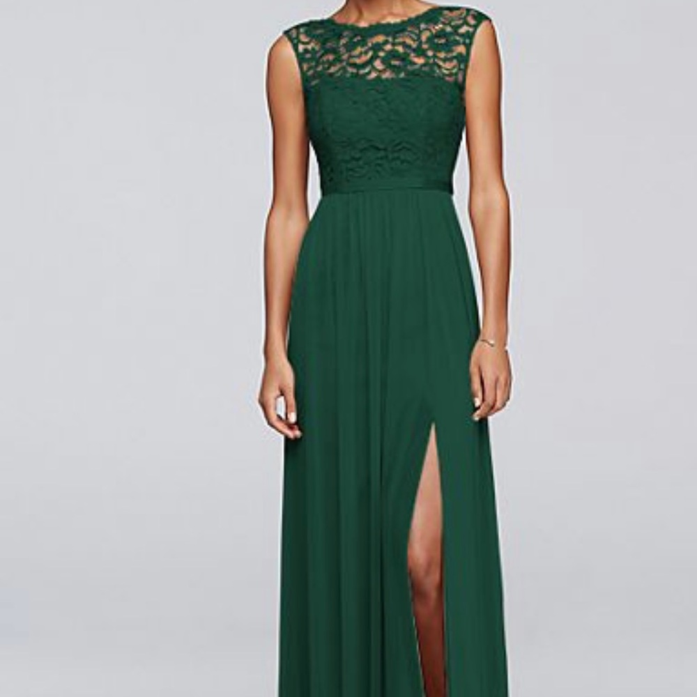 Long Bridesmaid Dress with Lace Bodice